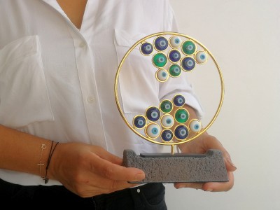 Nazar Boncuklu Dekoratif Plaket (Altın)